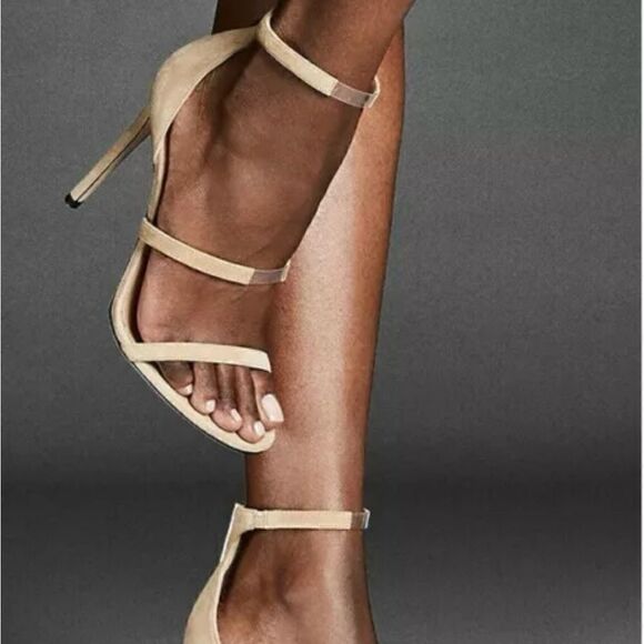 Tamara Mellon Shoes - Tamara Mellon pillow walk reverse 75 heel nude suede sandals, size 40